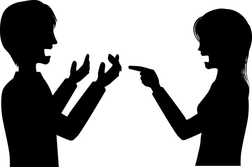 責める夫婦シルエット 責める夫婦シルエット 責める,怒鳴る,意見,対立,仕草,横向き,男性,女性,夫婦,シルエットのイラスト素材