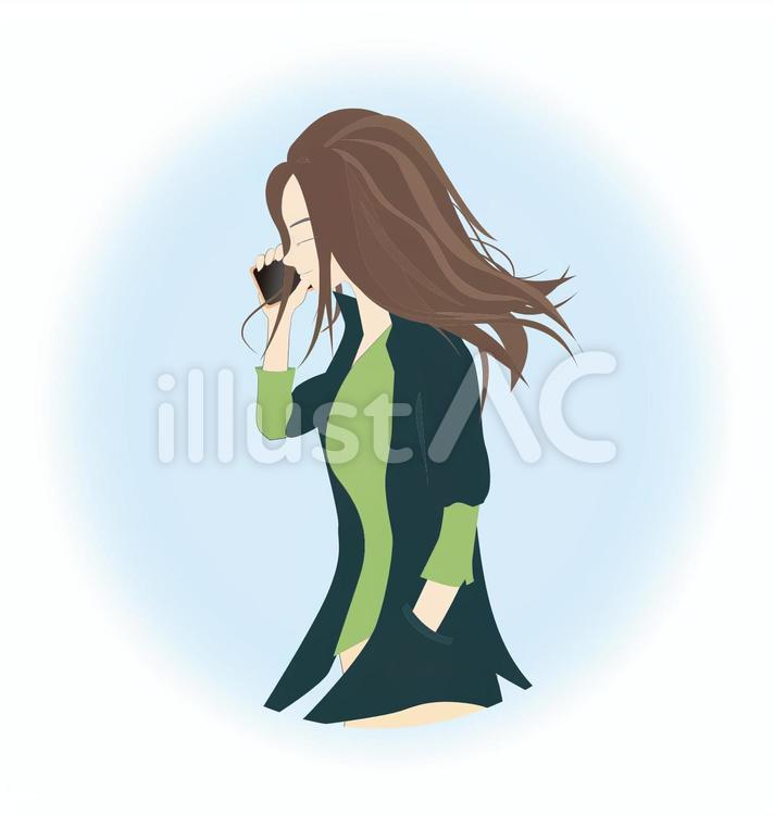スマートフォンを持った女性3 女性,人物,オシャレのイラスト素材