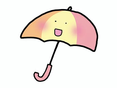 ピンクのかさ 笑顔,ピンク,黄色,顔,雨,梅雨,可愛い,キャラクター,表情,キッズのイラスト素材