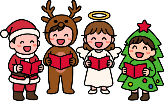 赤のクリスマスコスの子供たちです。