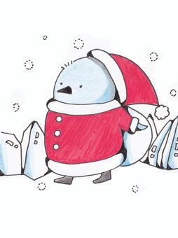 ペンギンサンタ クリスマス,サンタクロース,サンタ,ペンギン,クリスマスカード,氷,ゆるキャラ,可愛い,メルヘン,ファンタジーのイラスト素材