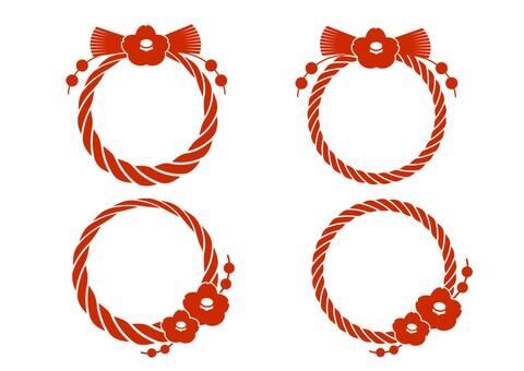 しめ縄(しめ飾り)のシンプルなデザイン しめ縄,シンプル,見出し,リース,フレーム,タイトル,メイン,ロゴ,飾り,和風のイラスト素材