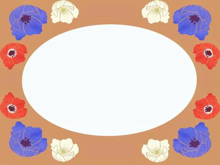 三色アネモネのシンプルな茶色いメモ アネモネ,茶色,花,春,シンプル,植物,かわいい,手描き,余白,コピースペースのイラスト素材