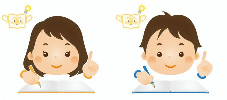 勉強をする子ども7 勉強,授業,学習,子ども,ノート,鉛筆,学校,塾,人物,男の子のイラスト素材