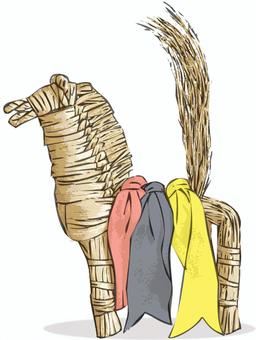 藁馬 藁馬 藁馬,午,馬,年賀状,干支,縁起物,わら細工,伝統工芸,郷土玩具,オブジェのイラスト素材