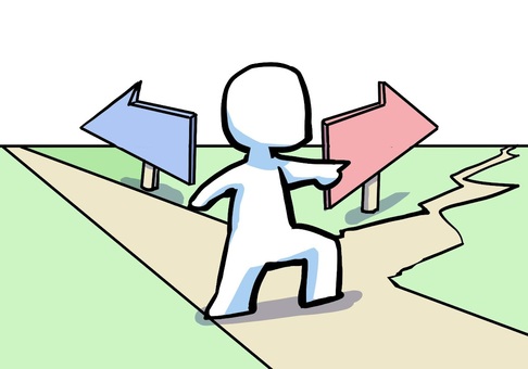 横道を見つけた人 気付き,発見,選択,道,分岐点,分かれ道,行動,チャンス,進路,柔軟性のイラスト素材