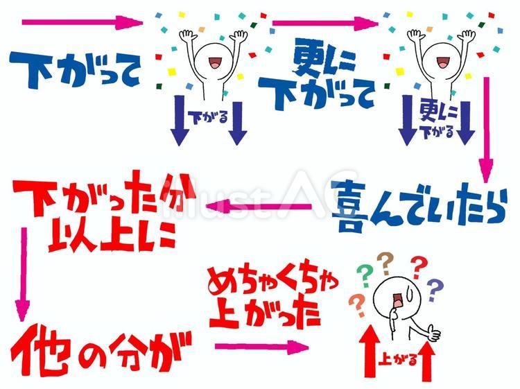 結果上がる 下がる,上がる,文字絵のイラスト素材