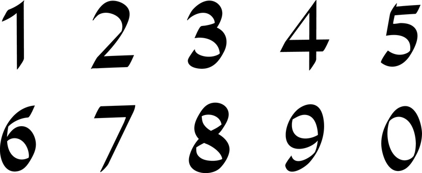 数字 数字,文字,カウント,数える,シンプル,個性的,上品,黒,セットのイラスト素材
