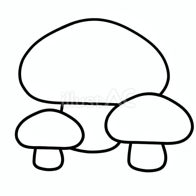 キノコ(白黒) キノコ,線画,ぬりえのイラスト素材