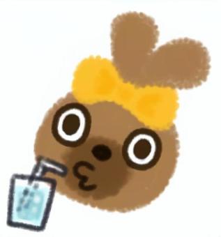 水分補給をするワンコ 犬,かわいい,手描き風,季節,ヘアバンド,水分,補給のイラスト素材