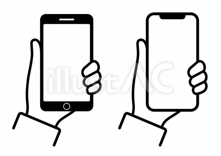 スマホを持つ手2機種セット スマホ,持つ,手のイラスト素材