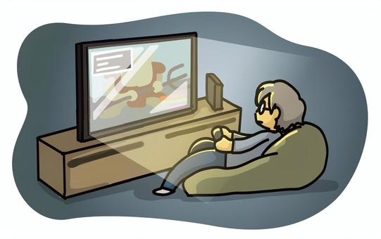 ゲームに没頭する人２ 人物,ゲーム,没頭,夢中,テレビゲームのイラスト素材