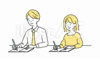 勉強する男女