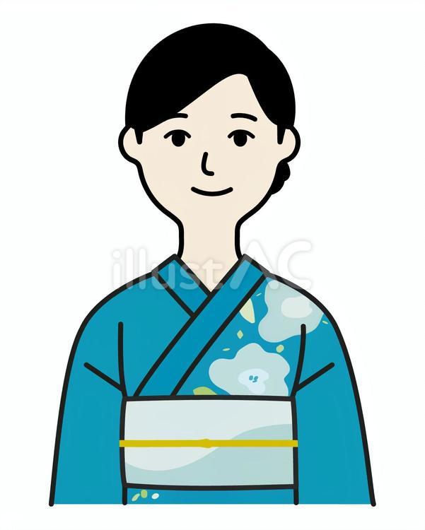 アイコン(浴衣姿の女性11) 人物,女性,単体のイラスト素材