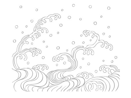 日本の模様26_波・大波 手描き風 日本の模様26_波・大波 手描き風 波,海,大波,荒波,水,しぶき,液体,水滴,うねり,流れのイラスト素材