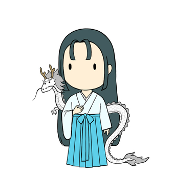 瀬織津姫のイメージ 瀬織津姫,セオリツヒメ,水神,龍,白龍,日本神話,女神,歴史,日本史,二頭身のイラスト素材