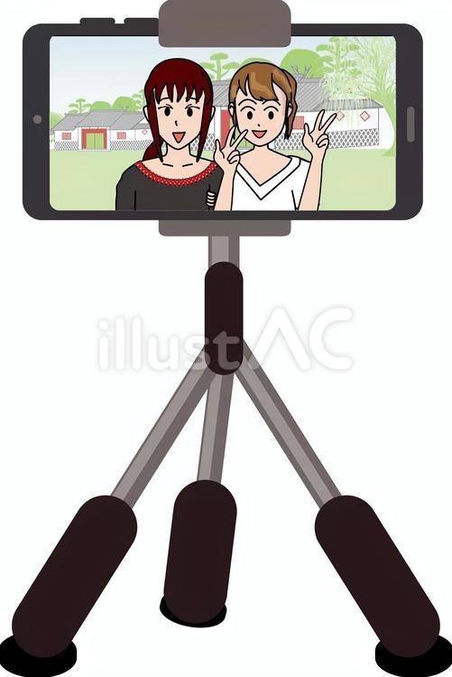 スマホ　三脚　 スマホ,携帯,画面のイラスト素材