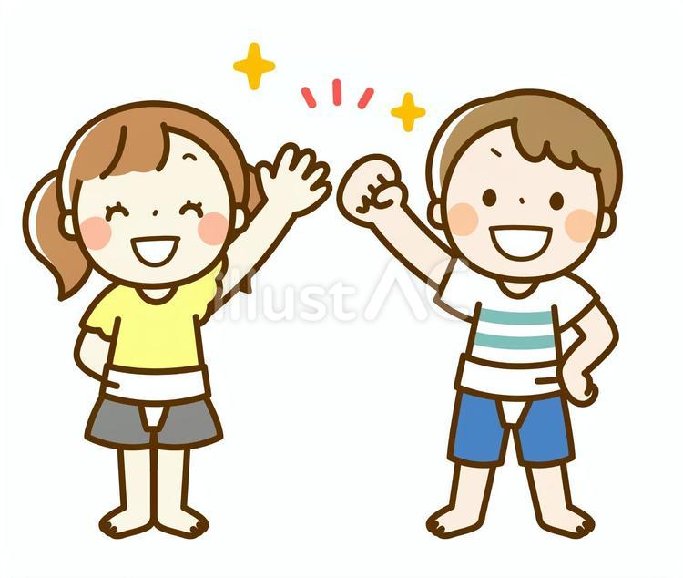 こども相撲　まわし姿の子供たち 子供,相撲,相撲大会のイラスト素材