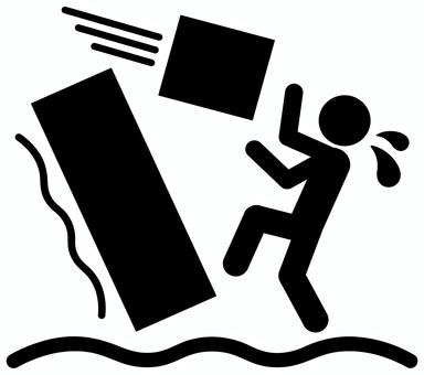 地震 落下物 素材 地震 落下物 素材 地震,落下物,落下,転倒,移動,タンス,冷蔵庫,食器棚,ダンボール,シルエットのイラスト素材