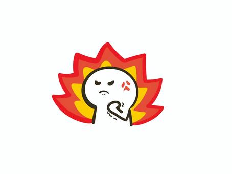 ピキってる棒人間のイラスト（激怒ver） 棒人間,人間,ポーズ,上半身,怒る,イライラ,激怒,炎上,燃える,炎のイラスト素材