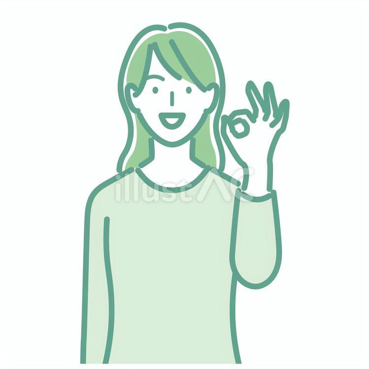 okサインを出す女性 ok,ポーズ,サインのイラスト素材