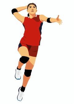 女子バレーボール選手28 バレーボール,サーブ,サービスエース,ジャンプサーブ,女性,ジャンプ,女子選手,アスリート,スポーツ,球技のイラスト素材