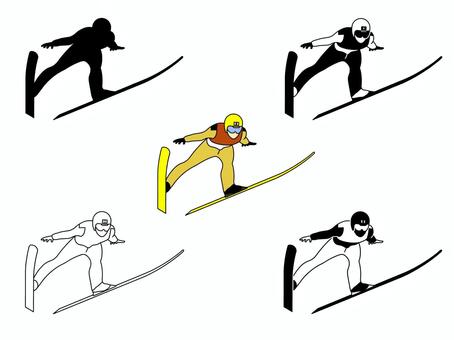 スキージャンプ スキージャンプ,セット,競技,種目,ウインタースポーツ,運動,冬,迫力,ダイナミック,人のイラスト素材