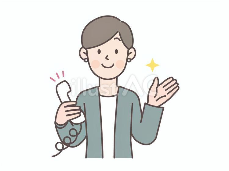電話しながら案内するビジネスパーソン2 会社員,人物,女性のイラスト素材