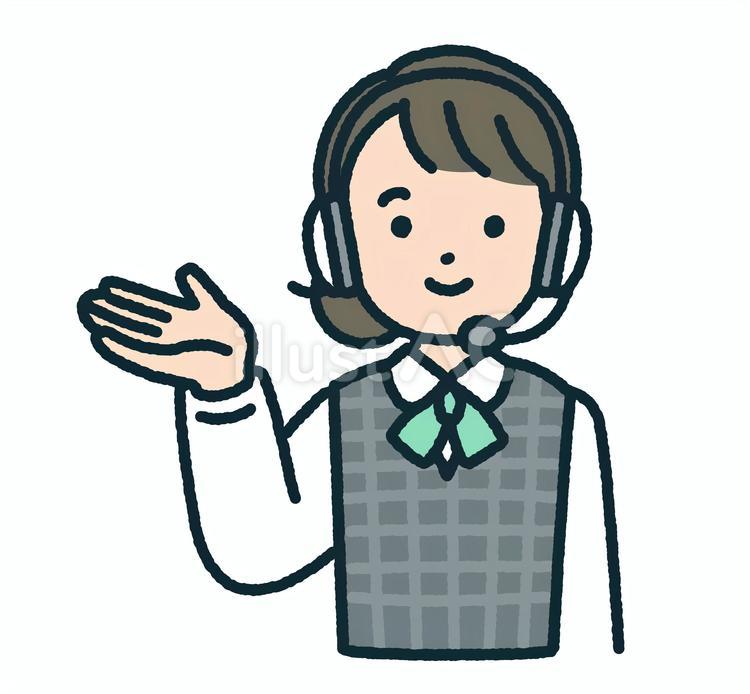 手を添えて案内をするオペレーターの女性 オペレーター,女性,ビジネスのイラスト素材