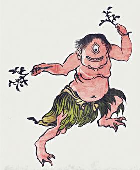 The first youkai, ukiyoe, monster, leaf, JPG