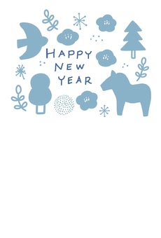 2026年賀状　北欧白 年賀状,正月,午,挨拶,新年,賀詞,北欧風,あけましておめでとう,干支,年賀状素材のイラスト素材