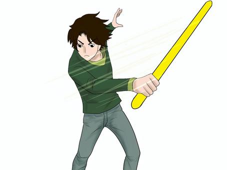 武器を使って戦う男子 武器,戦う,男子,かっこいい,振る,刀,棒,フル,イケメン,男のイラスト素材