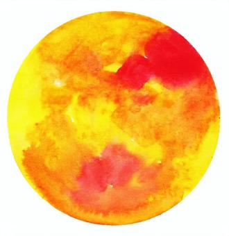 Watercolor material: yellow and orange circle, , JPG and PNG