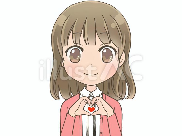 手でハートマークを作る女性D 女性,かわいい,ポーズのイラスト素材