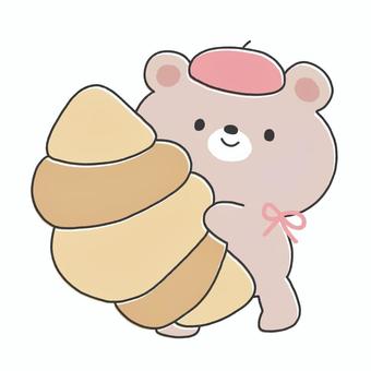 bear holding a croissant, , JPG and PNG