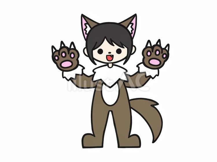 ハロウィン　狼男　仮装　茶色　鼻つき ハロウィン,人物,仮装のイラスト素材
