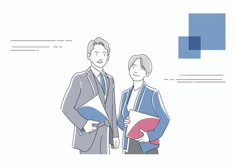 Two business people with files, un vestito, un uomo, donna, JPG, PNG and EPS