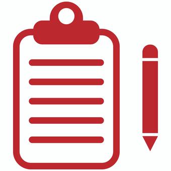 クリップボードとペンのアイコン 赤 クリップボード,ペン,文具,バインダー,事務用品,オフィス,書類,文房具,メモ,ドキュメントのイラスト素材