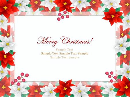 クリスマス、ポインセチアのフレーム、背景 ポインセチア,クリスマス,フレーム,背景,花,水彩,手描き,壁紙,冬,枠のイラスト素材
