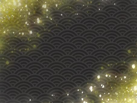 黒と金の青海波背景 和柄,青海波,黒,金,グレー,和風,背景,和紙風,上品,高級感のイラスト素材