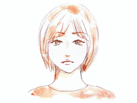 Grumpy woman, JPG Grumpy woman, female, bad mood, colored pencil, JPG