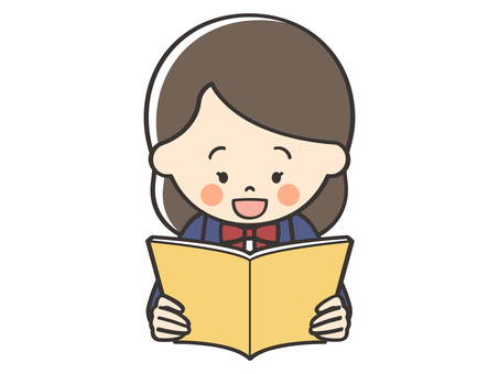 本を読む女子学生 読書,本,読む,本読み,音読,読み聞かせ,参考書,文庫,物語,国語のイラスト素材
