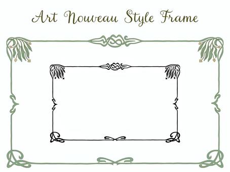 アールヌーヴォー風フレームセット アールヌーヴォー,フレーム,モノクロ,グリーン,セット,植物のイラスト素材