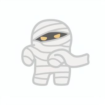ゆるかわいいハロウィンのミイラ男 ハロウィン,包帯,包帯男,ミイラ,おばけ,かわいい,シンプル,キャラクター,秋,年中行事のイラスト素材