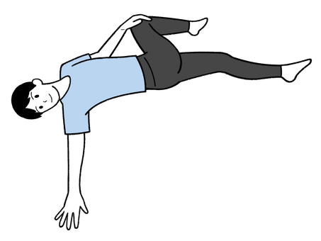 手書き_ヨガポーズ_ワニのポーズ_02 手書き,線画,ヨガ,ヨガポーズ,ワニのポーズ,ポーズ,ツイスト,ストレッチ,リラックス,エクササイズのイラスト素材