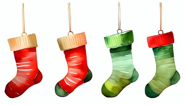 Christmas stocking illustration watercolor, JPG and PNG Christmas stocking illustration watercolor, christmas, christmas color, socks, JPG and PNG