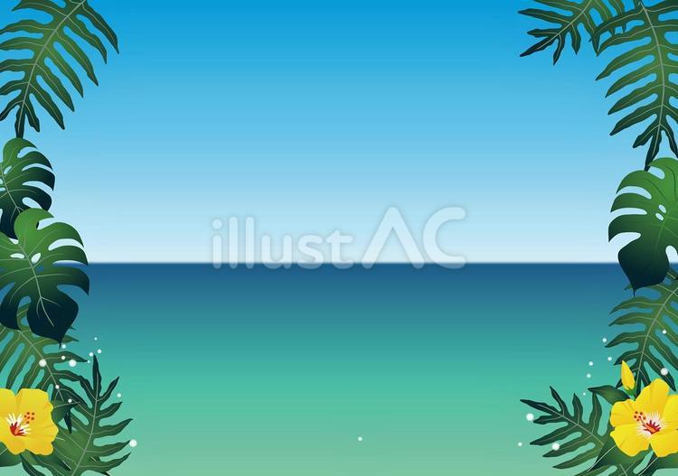 海のフレーム・背景、ハワイや沖縄 海,フレーム,背景のイラスト素材