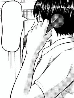 漫画吹き出し電話をかける男性