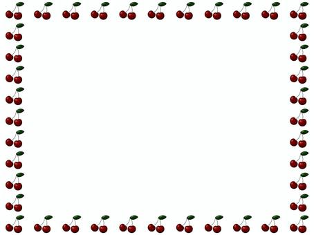 サクランボのフレ−ム サクランボ,さくらんぼ,フレ−ム,ポストカード,メッセージカード,飾り枠,あしらい,シンプル,シック,背景なしのイラスト素材