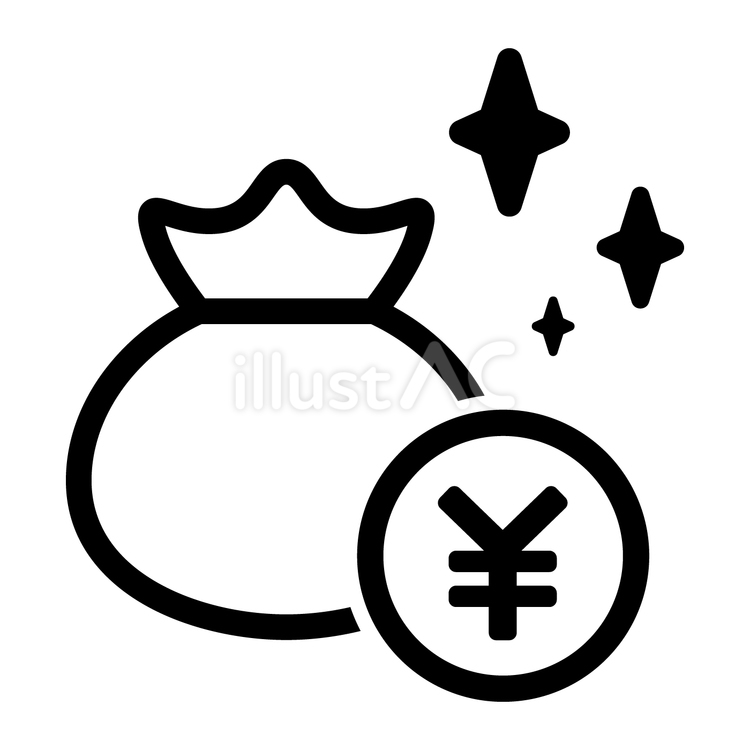 巾着袋とお金 お金,硬貨,コインのイラスト素材